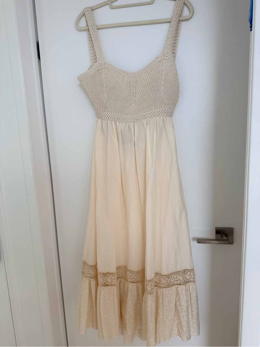 Zara Cream Crochet Bodice Maxi Dress